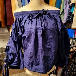 100% Cotton Sleeveless Blue Blouse